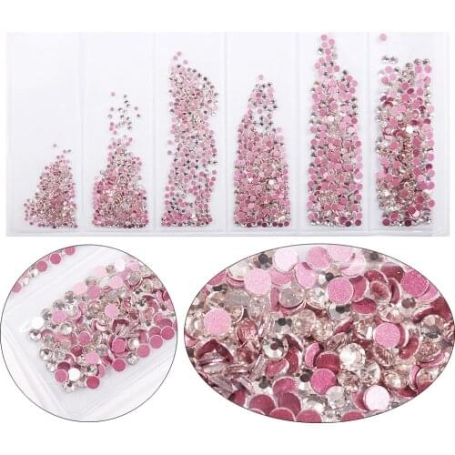 Ss3 ss4 ss5 ss6 ss8 ss10 Multi-size Glass Nail Rhinestone For 3D Nails Art Decoration Stones Shiny Gems Rhinestones 1728pcs