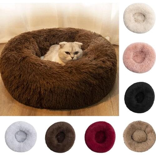Super Soft Warm Round Dogs Bed Plush Puppy Kennel Big Cat Cozy Mat Solid Color Litter Durable Basket Pets Anti Dirty Supplies