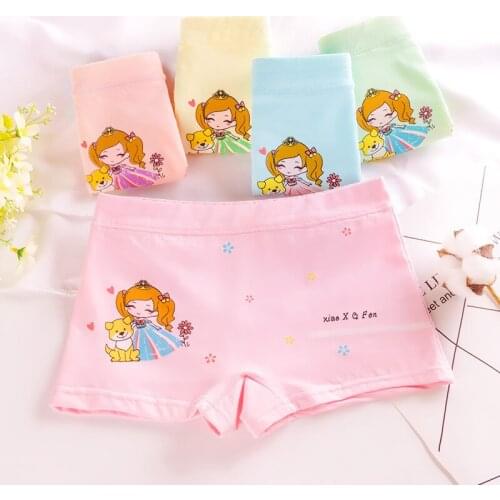 5PCS Underwears Cartoon Printed Childrens Panties Cotton Girls Underpant Boxer Briefs Comfortable Kids Princess Panty 2-12yrs