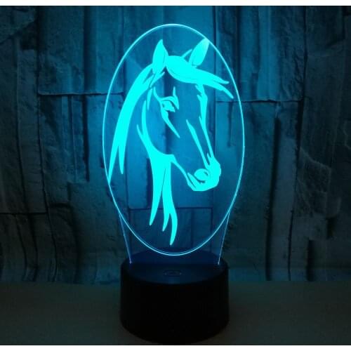 Creative Horse Led 3d Night Light Birthday Gift Horse Head 3d Lamp Christmas Tree Decorations Usb Nightlight