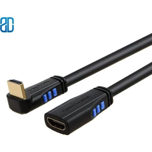 HDMI 2.0 Extension Cable, Downward Angle 90 Degree 4K(60Hz) HDMI 2.0 Male to Female Cable, 3D Video, Audio Return Channel