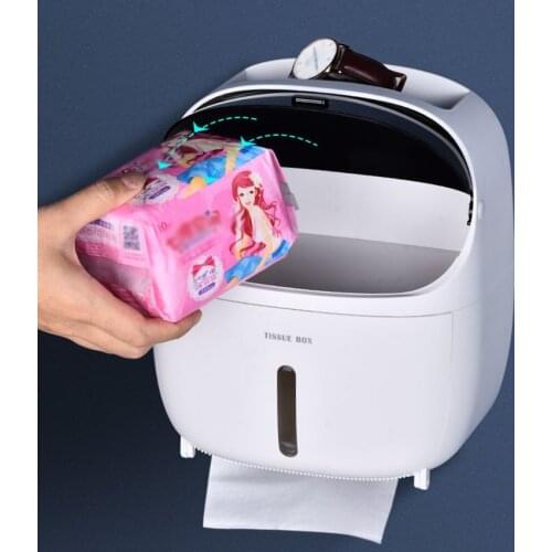 Waterproof Toilet Tissue Box Creative Robot Paper Holders Multifunctional Hanging Roll Paper Rack Sanitary Napkin Box Tube Shelf