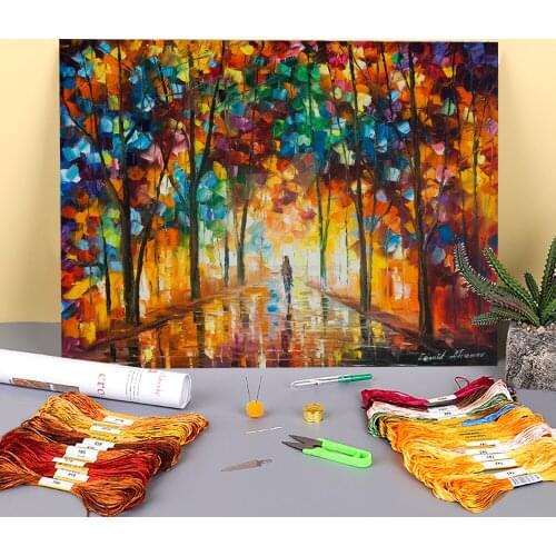 Fading Into The Autumn Printed 11CT Cross Stitch Full Kit DIY Embroidery DMC Threads Handicraft Needlework Painting Package