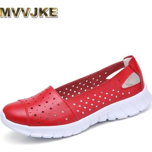MVVJKE Women Genuine Leather Shoe Soft Mother Loafers Flat Shoes Woman Driving Sports Shoes For Large Size 35-42 Walking Sneaker