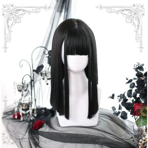 Female Medium-Length Straight Wig Black And Brown-Black Heat Resistant For Women Wigs Cosplay Party