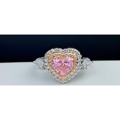 2021 Luxury 6x7MM Heart Cut Citrine Pink Gemstone Adjustable Rings For Women Holiday Birthday Fine Jewelry Gifts