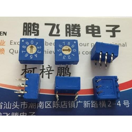 1PCS Taiwan ECE ERD110RSZ 0-9/10-bit rotary dial coding switch 3: 3-pin positive code top adjustment straight 6-pin 10*10