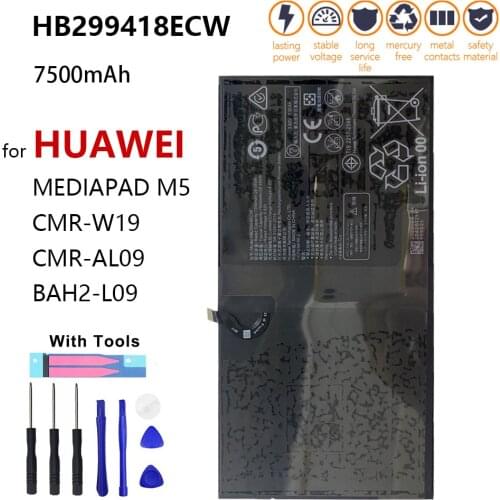 100% Original 7500mAh HB299418ECW Tablet Battery For Huawei MediaPad M5 CMR-AL09 CMR-W19 BAH2-L09 High quality Battery
