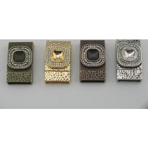 3 Colors--5 Sets 15.6x3.3mm Strong Magnetic Clasp With Clear Crystal Beads--CLP1247