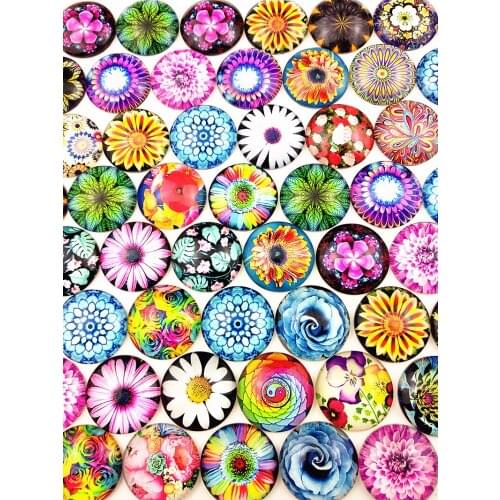30pcs India style Bandanna Mandela rose flower Butterfly,Owl 25mm Glass cabochon for DIY baracelet nacklace keychain making
