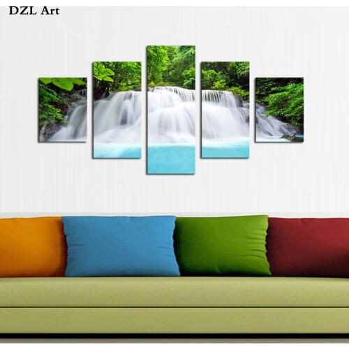 Unframed 5 Piece White Falls Modern Home Wall Decor Canvas Picture Art HD Print Painting On Canvas Artworks