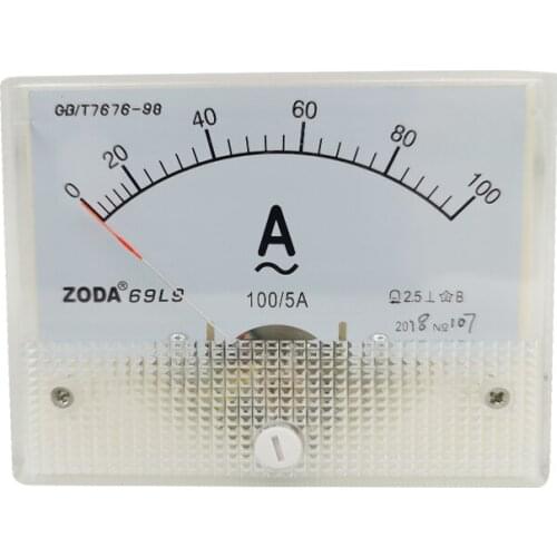 1PC 69L9-A 50/5A 100/5A 200/5A 400/5A AC Analog Meter Panel AMP Current Ammeter Gauge Use With Transformer 80*65MM Amperimetro