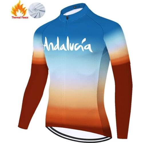 Andalucia Winter Thermal Fleece Uomo Invierno Camisa Masculina Maillots Maillot Hombre Tenue Cyclisme Homme Jersey Ciclismo