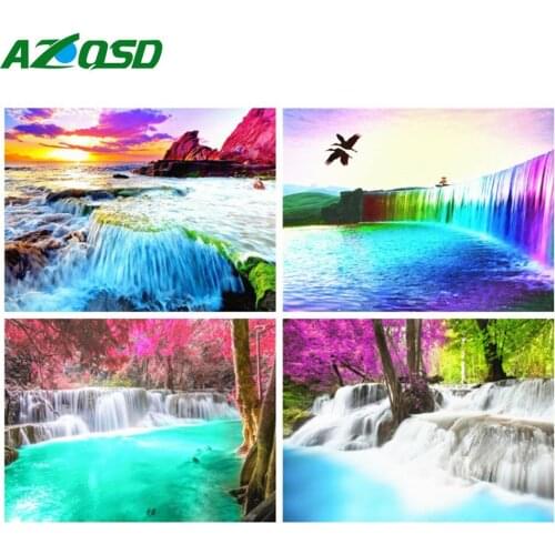 AZQSD Diamond Painting Full Square Waterfall Cross Stitch Diamond Embroidery Scenery Mosaic 5D DIY Rhinestone Home Decor Gift