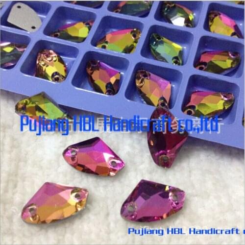 Rainbow Colour 8.5x14mm 45pcs Sewing Crystal beads Loose Rhinestones For DIY Handcraft Accessaries