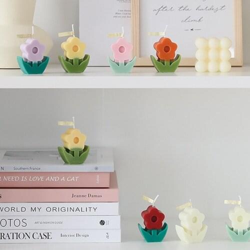 Flower Scented Candle Soy Wax Interior Home Decoration Korean Ornament Fragrance Handmade Floret Candles Candlestick Decorations
