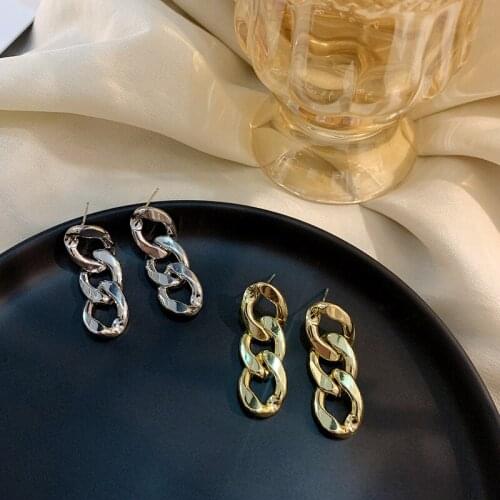 HIYONG Punk Tassel Chain Dangle Earrings Unusual Metal Drop Earrings Korea Elegant Geometric Long Line Earring for Women Jewelry