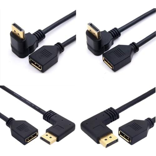 DisplayPort DP to DisplayPort Up & Down & Left & Right Angle 90 Degree Male to Femlae Extension Cable DP to DP Cable 0.3m/30cm