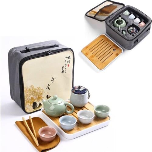 Chinese Travel Kung Fu Tea Set Ceramic Portable Teapot Porcelain Teaset Gaiwan Tea Cups Tea Set Ceremony Tea Pot Tea Tool