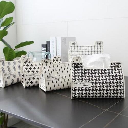 Fashion household items black and white qianbird lattice tissue box, double leather tissue box, car paper drawer storage bag
