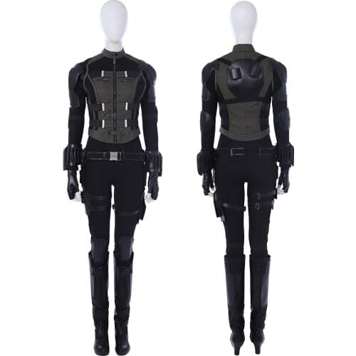 Adult Women Superheroine Infinity War Widow Natasha Green Cosplay Costume Halloween Party Outfit Full Props Suit With Boots
