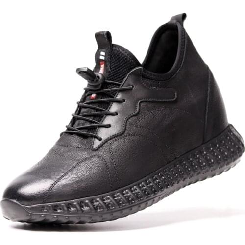 New Mens Height Increasing Elevator Sneakers Get Taller 9CM Genuine Leather Breathable Sport Shoes with Lift Insole