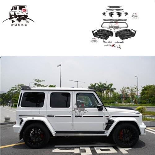 G class W464 B900 dry carbon fiber front bumper cover with lights grille fender and tyre cover fit for W464 G63 body kit