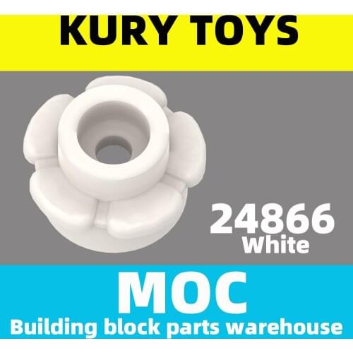 Kury Toys DIY MOC For 24866 Building block parts ForPlate, Round 1 x 1 with Flower Edge (5 Petals) For Round-Cut Plate