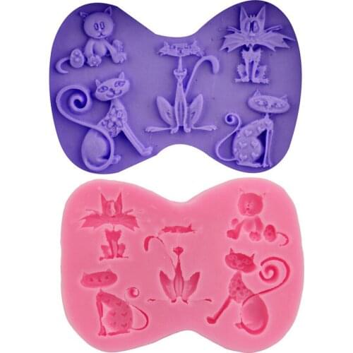 Cute cat fondant cake mold liquid silicone baking mold Candy Chocolate Gumpaste Clay Mould Cake Decorating Tools