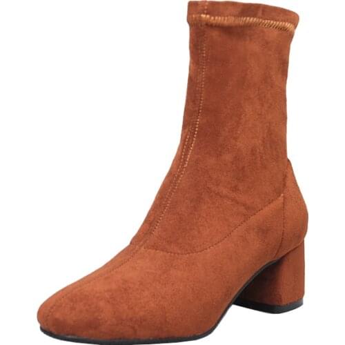 Fashion Women Boots Elastic Ankle Boots Thick Heel High Heels Shoes Woman Socks Boots 2021 New Autumn Winter Zapatos Mujer