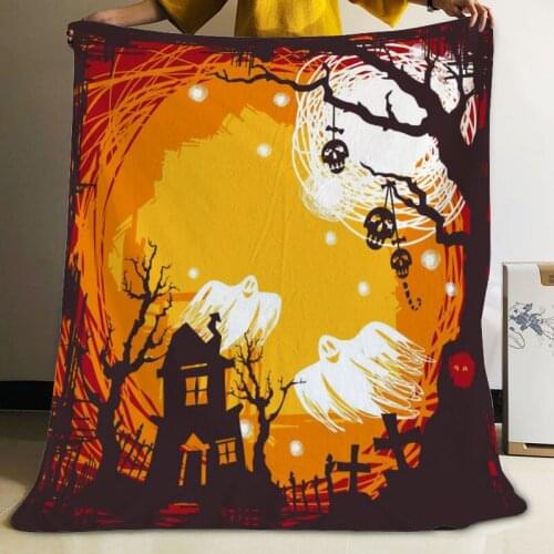 Musife Custom Halloween Flannel Blanket Design Your own Blanket Flannel Blankets for Sofa DIY Dropshipping