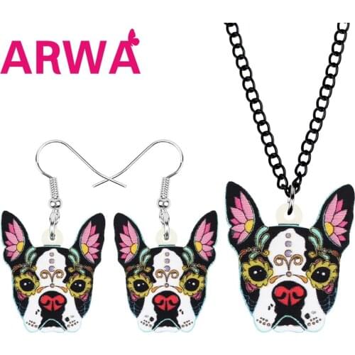 ARWA Acrylic Halloween Cute Dog Jewelry Sets Print Long Aesthetic Earrings Necklace For Women Girls Kid Trendy Gift Accessories