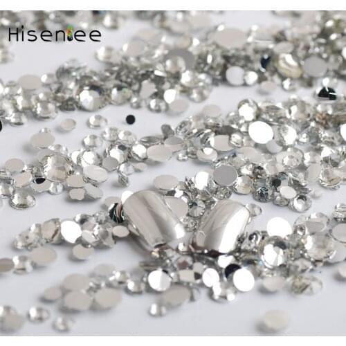 New 2mm-6mm 5 Sizes Mixing Shine White Crystal Rhinestone For Nail Art Flatback Round Strass Stone 2000pcs