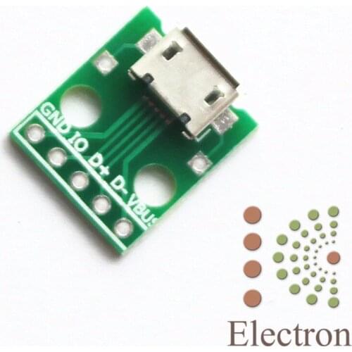 10pcs/set 5-Pin Female MICRO USB to DIP Adapter 2.54mm Pinboard PCB Connector