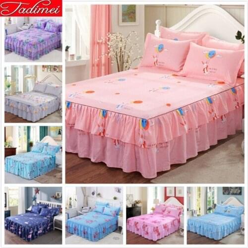 New Pink Girl Bed Skirt Adult Couple Child Bed Linen Cover Single Twin Queen King Size Bedspread 120x200 150x200 180x220 200x230
