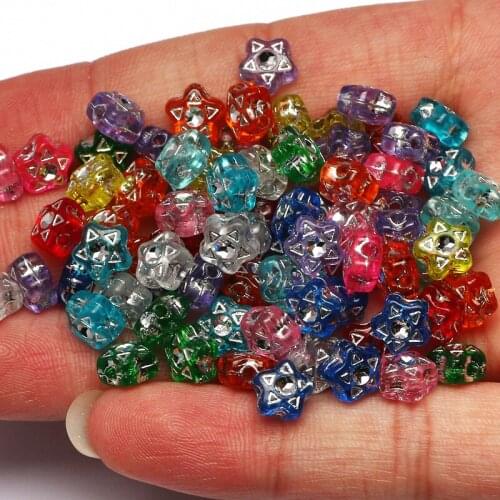 100pcs/lot Stars Color Mixed Acrylic Spacer Beads 7mm Loose Beads For Jewelry Making DIY Necklace Bracelet Beaded Accessories