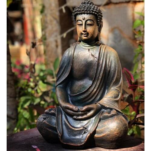 Southeast Asia Resin Buddha Head Statue Zen Ornament Outdoor Garden Landscape Crafts Decoration Thailand Home Corridor Sculpture