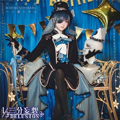 Japanese Anime Black Butler Ciel 13th anniversary Dress Halloween Uniform for man free shipping