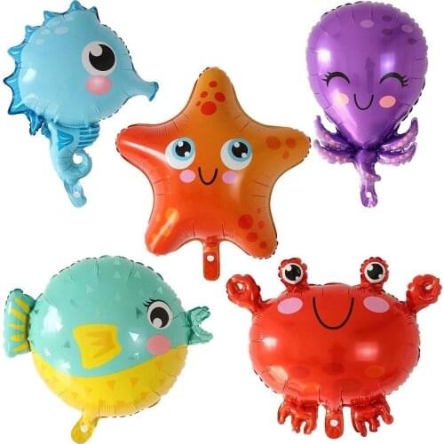 44pcs Under Sea Ocean World Animal Balloons Set Number 1 2 3 4 5 6 7 8 9 Birthday Party Decorations Baby Shower Kids Lovely Gift