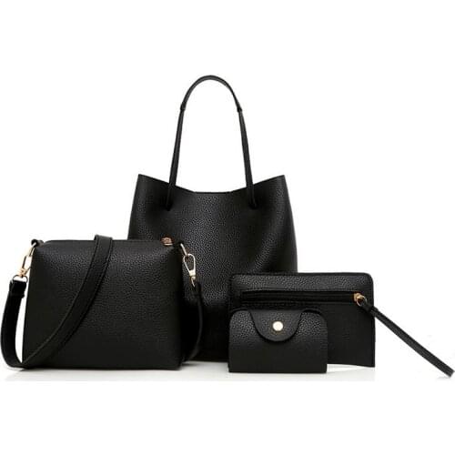 Women 4Pcs Handbag Shoulder Bags Tote Purse Messenger Crossbody Satchel Bag