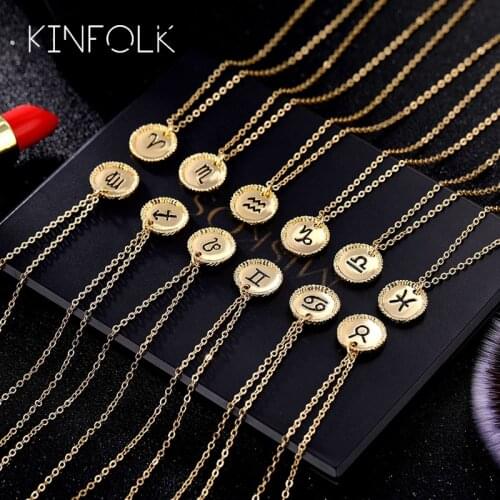 DAXI Gold Zodiac Chain Necklace Pendant Necklaces For Women Chains Neckles Fashion Statement Necklace Womens Jewelry 2020 Gift
