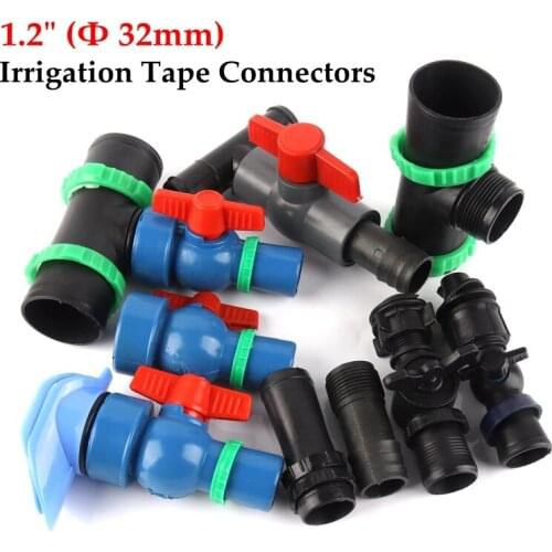 1.2" Φ32mm Irrigation Thin Soft Spray Tape Connectors Hose Pipe Valve Drip Hose Tube Joints Watering Kits Soft Pipe Fittings