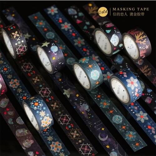 1.5mm Gilding Night Atlas Retro Series Washi Tape Adhesive Tape DIY Scrapbooking Sticker Label Masking Tape