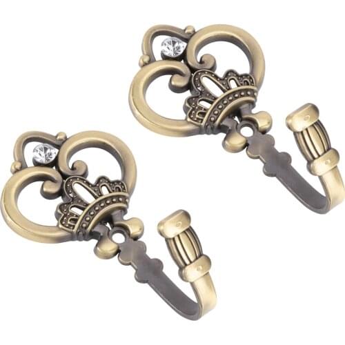 1 Pair European Curtain Hooks Alloy Crown Curtain Hook Wall Mounted Tiebacks