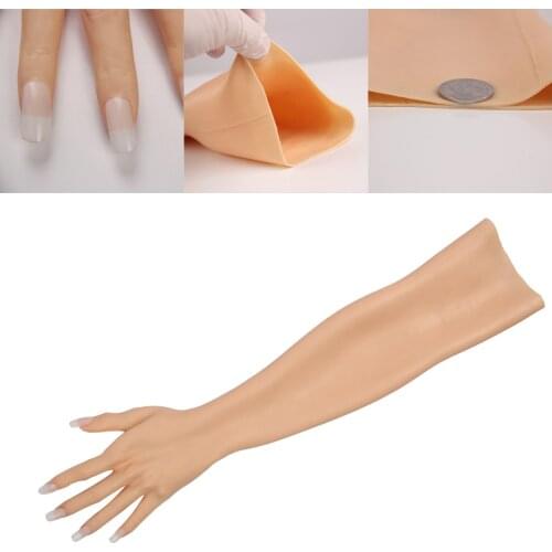 1 Pair Simulation Female Silicone Prosthesis Gloves with Nail Fake Hands Cover False Artificial Skin Sleeve Arm Crossdressing