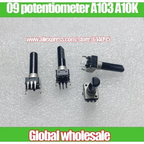 10pcs type 09 vertical single potentiometer A103 A10K handle length 23MMF