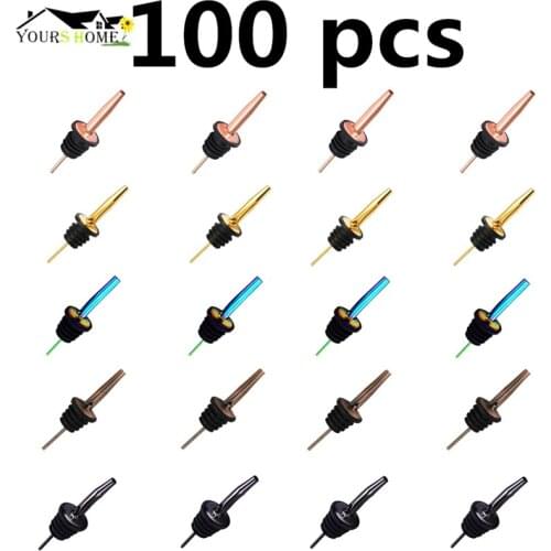 100pcs Wine Bottle Pourer Stopper Stainless Steel Wine Liquor Spirit Pourer Free Flow Wine Bottle Pour Spout Stopper Barware