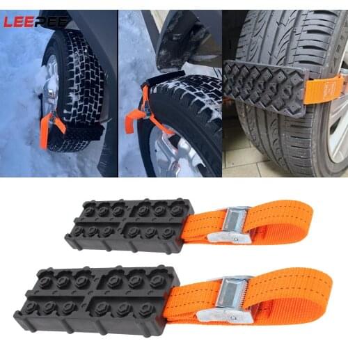 For Snow Mud Ice 2PCS With Bag Emergency Snow Mud Sand Tire Chain Straps Car Tire Traction Blocks Durable PU Anti-Skid