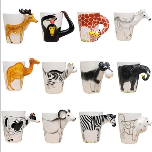 HOMIE 3D Animal Coffee Mug,Novelty Ceramic Hand Painted Mugs,Creative Art Travel Mug Gift for Birthday Christmas Girls Milk Mug