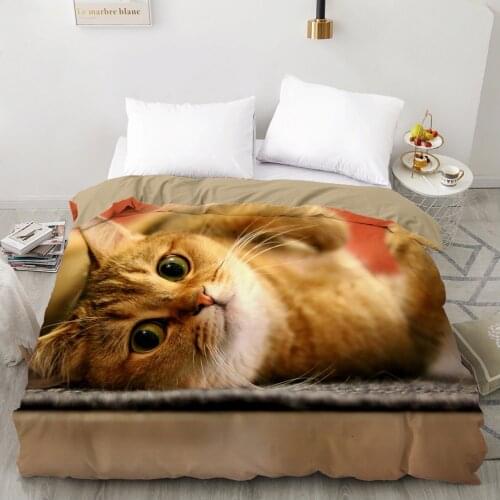 3D Duvet cover Quilt/Blanket/Comfortable Case Luxury Bedding 135 140x200 150x200 200x220 for Home animal Cat Cute golden